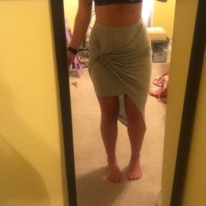 High low asymmetrical wrap style skirt